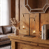 Geometric Candle Holder With Dried Grass