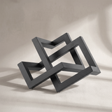 Modern Geometric Metal Sculpture, Interlocking Rectangular Frames Tabletop Decor – Matte Black Art Piece for Living Room Office Shelf