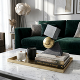 Geometric Balance Sculpture – Modern Resin Tabletop Art Figurine | Gold, Silver & Charcoal Tones, Office & Living Room Décor, Unique Housewarming Gift