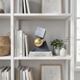 Geometric Balance Sculpture – Modern Resin Tabletop Art Figurine | Gold, Silver & Charcoal Tones, Office & Living Room Décor, Unique Housewarming Gift
