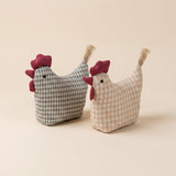 Gingham fabric chicken ornaments
