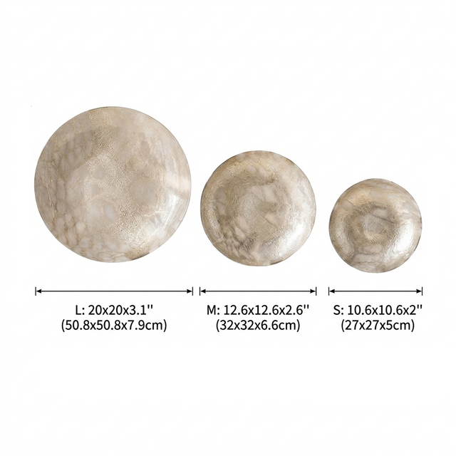 Decorative Glass Plate with Gold Foil Texture — Amber Pearl Finish, Concave Catchall Dish for Wall Art, Mantel & Shelf Display, Modern Organic Home Décor