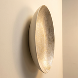 Decorative Glass Plate with Gold Foil Texture — Amber Pearl Finish, Concave Catchall Dish for Wall Art, Mantel & Shelf Display, Modern Organic Home Décor