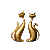 Gold Abstract Cat Resin Sculpture Set