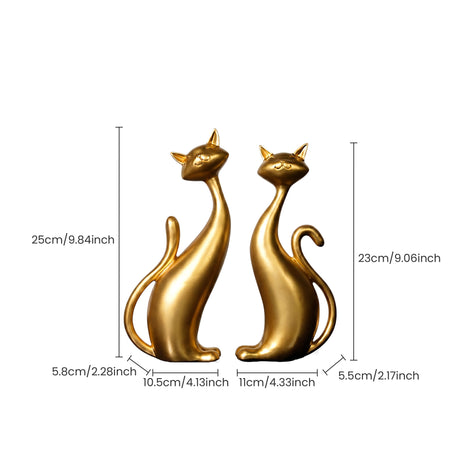 Gold Cat Sculptures With Size Markings