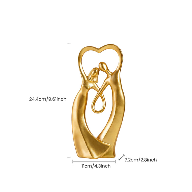 Gold Couple Heart Sculpture With Size