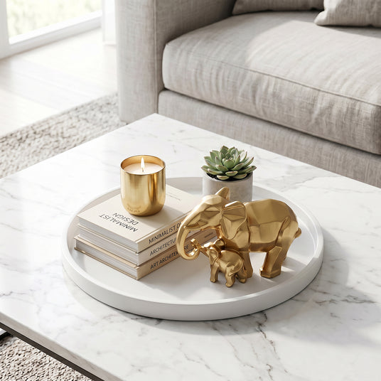 Gold Elephant Decor On Marble Table