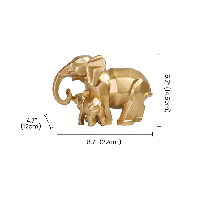 Gold Elephant Sculpture With Size Markings