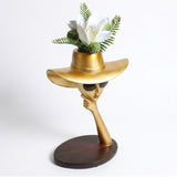Gold Face Sculpture Side View Detail