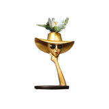 Gold Fashion Face Flower Vase Sculpture