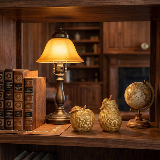 Gold Fruit Set On Classic Bookshelf