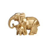 Gold Geometric Mother Baby Elephant Sculpture