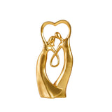 Gold Heart Couple Resin Sculpture