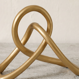 Gold Abstract Knot Statue – Modern Minimalist Tabletop Art Décor, Resin Sculpture for Shelf, Coffee Table & Console | Unique Housewarming Gift, 7.1" Wide