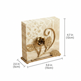 Gold Rose Metal Napkin Holder With Size