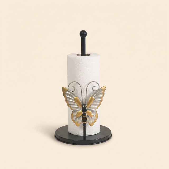 Gold Silver Butterfly Metal Paper Towel Holder