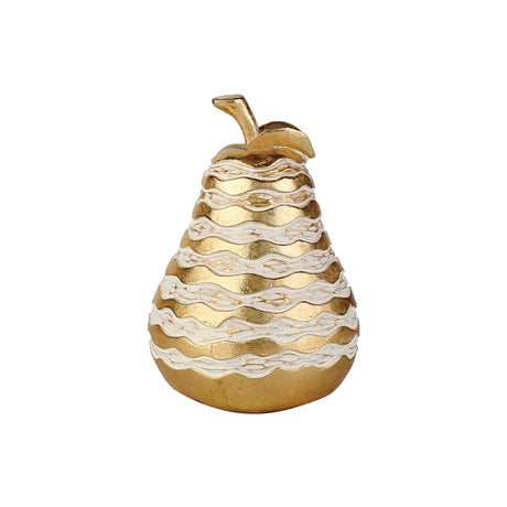 Gold White Wavy Pear Resin Sculpture