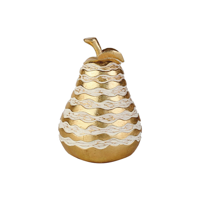 Gold White Wavy Pear Resin Sculpture