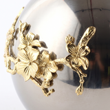 Silver Globe Vase with Gold Floral Accent — Glam Mirror-Polished Metal Sphere Vase