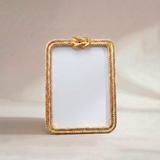 Gold Rope Knot Picture Frame – Decorative Twisted Metal Photo Frame, Antique Gold Finish, Fits 4×6 or 5×7 Photos, Tabletop Display with Easel Back