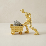 Gold Miner Figurine Desk Sculpture with Raw Pyrite Crystal — One-of-a-Kind Collectible Statue for Home Office, Bookshelf & Mantel | Unique Gift Idea