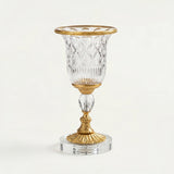 Gold rim cut crystal stem vase