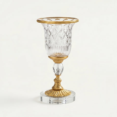 Gold rim cut crystal stem vase