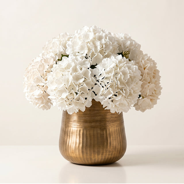 Antique Gold Hammered Aluminum Planter Vase — Dual-Texture Decorative Bowl for Flowers, Table Centerpiece & Home Decor, 2 Sizes