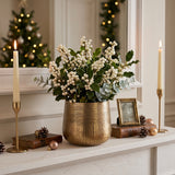 Antique Gold Hammered Aluminum Planter Vase — Dual-Texture Decorative Bowl for Flowers, Table Centerpiece & Home Decor, 2 Sizes