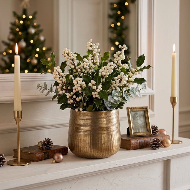Antique Gold Hammered Aluminum Planter Vase — Dual-Texture Decorative Bowl for Flowers, Table Centerpiece & Home Decor, 2 Sizes