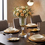 Golden base crystal vase on formal-dining table
