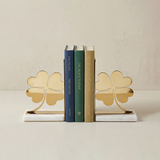 Golden clover marble bookends
