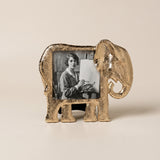 Golden elephant shaped photo frame