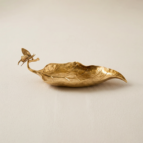 Golden leaf butterfly decorative tray