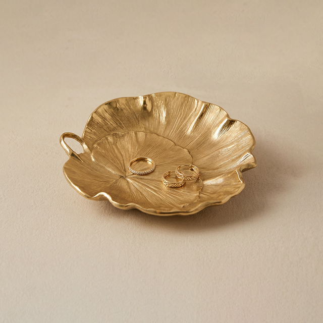 Golden lotus eaf ewelry tray