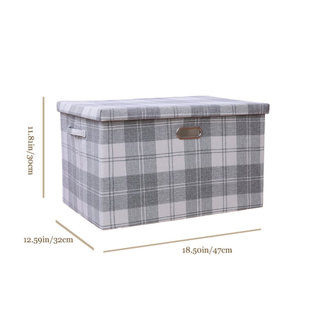 Gray Plaid Foldable PP Storage Bins Washable Organizer Box with Lid Size Chart 0905261
