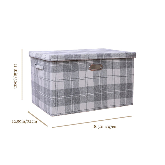 Gray Plaid Foldable PP Storage Bins Washable Organizer Box with Lid Size Chart 0905261