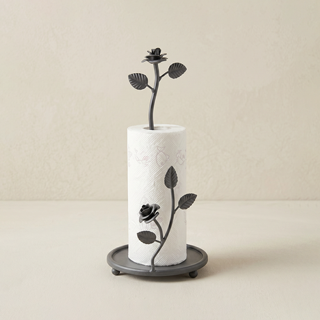 Gray Rose Metal Paper Towel Holder