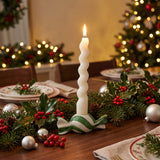 Green Candy Candle Holder On Christmas Table