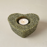 Genuine Gemstone Heart Tealight Holder – Real Red Jasper, Peridot or Tiger's Eye Chips – Romantic Décor for Bedroom, Bathroom & Wedding Centerpiece
