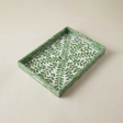 Green leaf print rectangular storage tray
