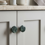 Natural Stone Cabinet Knobs Set of 2, Round Drawer Pulls for Kitchen Bathroom & Dresser, Dome Hardware with Brass-Threaded Insert