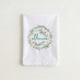 Green wreath letter linen napkin
