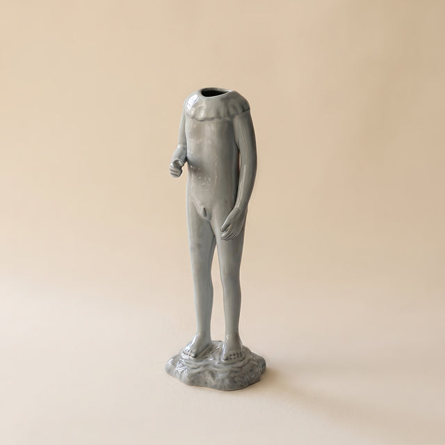 Ceramic Human Figure Vase — Headless Body Sculpture Flower Vase for Shelf, Desk & Eclectic Home Décor
