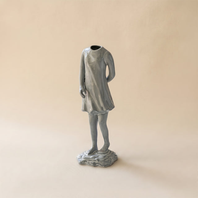Ceramic Human Figure Vase — Headless Body Sculpture Flower Vase for Shelf, Desk & Eclectic Home Décor