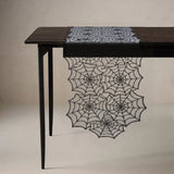 Halloween Black Lace Spider Web Hunted House Table Runner 081232