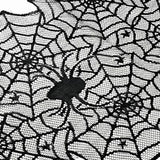 Halloween Black Lace Spider Web Hunted House Table Runner Details 1 081232