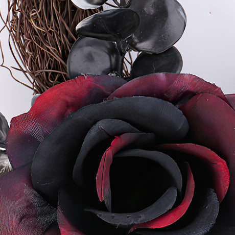 Halloween Rose Branches Crow Door Hanging Wreath Details 1 080824