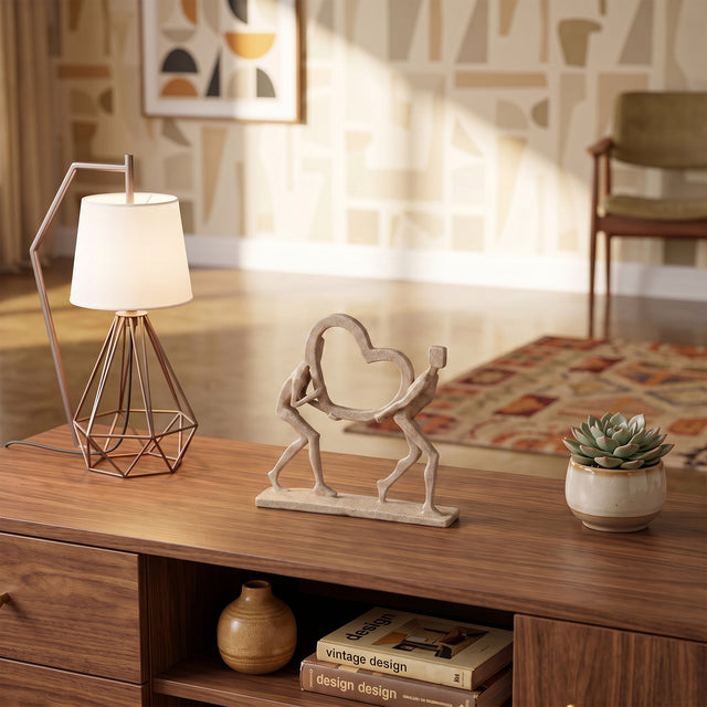 Heart Sculpture On Wooden Cabinet
