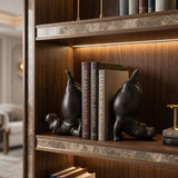 Hippo Bookends Set of 2, Quirky Resin Animal Sculpture Book Holders, Dark Bronze Matte Finish, Heavyweight Shelf Decor for Home Office, Living Room & Bookshelf